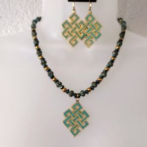Tibetan Love Knot Handmade Beaded Necklace & Earring Set